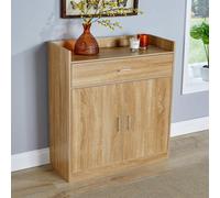 Home Source Shoe Storage Cabinet Cupboard 2 Door Hallway Organiser Compact in Brown Home Source Brown