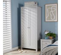 Home Source Nyon Grey 2 Door Wardrobe With Storage Shelf And Hanging Rail