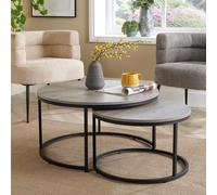 Home Source Oak TV Stand Coffee Nest Table Sideboard Living Room Bookshelf Console in Light Grey Home Source Light Grey