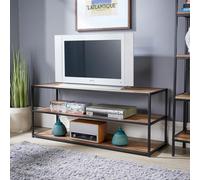 Home Source Oakmere Industrial Media And Tv Stand Unit Black And Oak Effect
