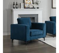 Home Source Oakwood Ocean Blue 1-Seater Armchair Sofa