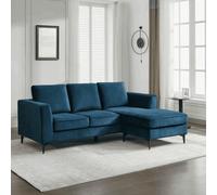 Home Source Oakwood Ocean Blue Reversible Chaise Longue Corner Sofa