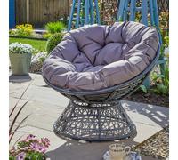 Home Source Oasis Dark Grey Cushioned Round Outdoor Papasan Chair
