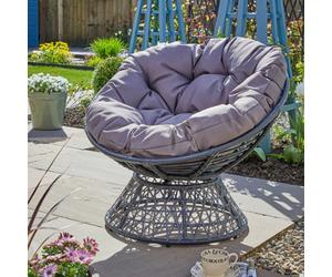Home Source Oasis Dark Grey Cushioned Round Outdoor Papasan Chair