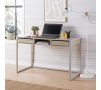 Home Source Office Computer Desk Laptop Workstation 2 Drawer Shelf Storage in Light Oak Home Source Light Oak