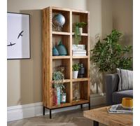 Home Source Open Tall Bookcase Solid Wooden Mango Frame Iron Home Office Storage in Light Oak Home Source Light Oak