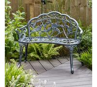 Cast Aluminium Garden Bench Metal Frame 2 Seater Patio Chair Seating