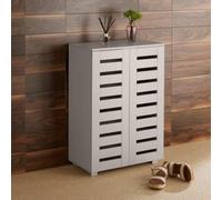 Home Source Oslo 2 Door Shoe Storage Cabinet Unit Grey Hallway Furniture