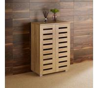 Home Source Oslo 2 Door Shoe Storage Cabinet Unit Oak Effect Hallway Furniture