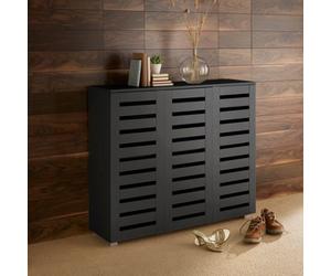 Home Source Oslo 3 Door Shoe Storage Cabinet Unit Black