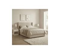 Home Source Alix Putty Velvet Wingback Ottoman Storage Bed With Tufted Panels