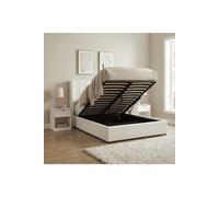 Home Source Alix White Boucle Wingback Ottoman Storage Bed With Tufted Panels