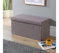 Home Source Ottoman Storage Chest Corduroy Fabric Large Folding Solid Space Saving in Grey Home Source Grey
