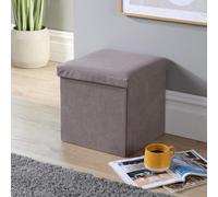 Home Source Ottoman Storage Chest Folding Corduroy Fabric Solid Storage Box in Grey Home Source Grey
