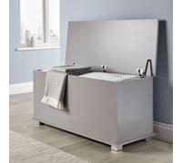 Home Source Ottoman Storage Chest Grey Toy Chest Bedding or Blanket Box Large Wooden (Grey)
