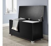 Home Source Ottoman Storage Chest Toy Bedding or Blanket Box Large Wooden Home in Black Home Source Black