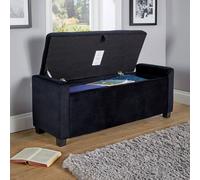 Home Source Ottoman Window Seat Hidden Storage Box Bench Velvet Black Home Living Home Source Black
