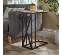 C Shaped Side End Table Mang Wood Top Iron Frame Home Living Storage Home Source Light Oak One Size