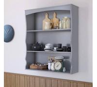 Home Source Painted Wall Mounted Shelves 3 Book Shelves Ideal for Kitchen Bathroom in Grey Home Source Grey