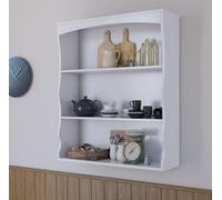 Home Source Painted Wall Mounted Shelves 3 Book Shelves Ideal for Kitchen Bathroom in White Home Source White