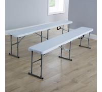 Home Source Pair of Folding Trestle Bench 6ft Heavy Duty, White