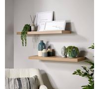 Home Source Cloud Pair Of 80Cm Floating Wall Shelves Sonoma Oak Finish