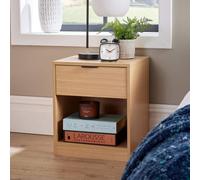 Home Source Phoenix 1 Drawer Bedside Table Nightstand Storage Unit Oak-Effect Bedroom Furniture