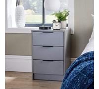 Home Source Bedside 3 Drawer Storage Home Bedroom Nightstand Lamp Side Table in Grey Home Source Grey