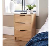 Bedside 3 Drawer Storage Home Bedroom Nightstand Lamp Side Table Home Source Light Oak One Size