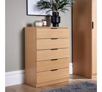 Home Source Phoenix 5 Drawer Storage Chest Oak Effect Bedroom Furniture