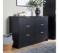 Home Source Phoenix 6 Drawer Storage Chest Black Bedroom Furniture