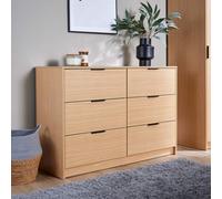 Phoenix Wide Chest of 6 Drawers Bedroom Storage Unit - Oak