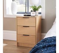 (Oak) Phoenix 3 Drawer Bedside Table Storage Unit
