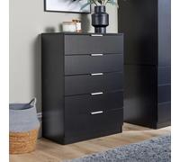Home Source Phoenix Chest of Drawers Storage 5 Drawer Bedroom Organiser Bedside in Black Home Source Black