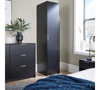 Home Source Phoenix Wardrobe 1 Door Space Saving Bedroom Clothing Storage in Black Home Source Black