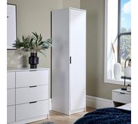 Home Source Phoenix Wardrobe 1 Door Space Saving Bedroom Clothing Storage in White Home Source White