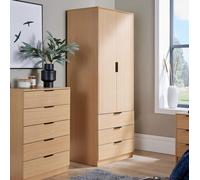 Home Source Phoenix 2 Door 3 Drawer Wardrobe Oak Effect Bedroom Furniture