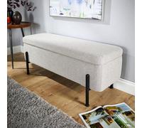 Home Source Plush Grey Boucle Storage Ottoman