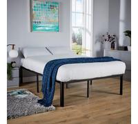 Home Source Podium Black Metal Modern High Platform 4Ft 6 Double Bed Frame