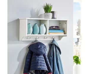 Home Source Polar Coat Hook Storage Shelf Unit in White Home Source White