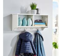 Home Source Polar Coat Towel Hook Storage Shelf White