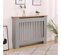 Medium Grey Oak Top Radiator Cover Wooden Wall Cabinet Shelf Slatted Grill York