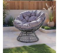 Home Source Oasis Dark Grey Cushioned Round Outdoor Papasan Chair
