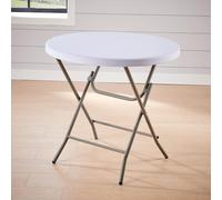 Folding 80cm Round Outdoor Trestle Table Home Source White One Size