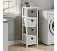 Home Source Sandringham Fully Assembled 4 Drawer Storage Chest Unit White And Grey