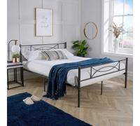 Home Source Saturn 4Ft 6 Metal Bed Curve Design Headboard Grey