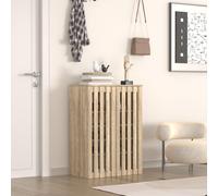 Home Source Halden 2 Door Oak Shoe Cabinet Hallway Storage Organiser Unit