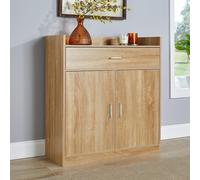 Home Source Shoe Storage Cabinet Cupboard 2 Door Hallway Organiser Compact in Brown Home Source Brown