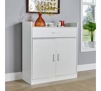 Home Source Shoe Storage Cabinet Cupboard 2 Door Hallway Organiser Compact in White Home Source White