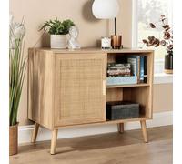 Home Source Sideboard 1 Rattan Door Front Open Shelving Cabinet Living Room Home in Natural Home Source Natural